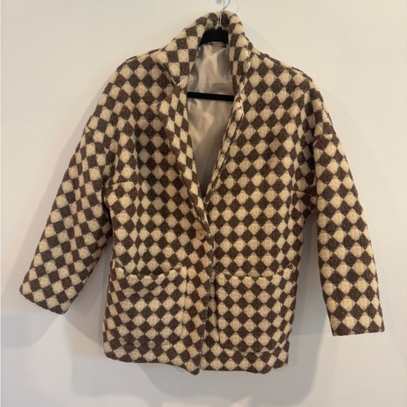 Brown and White Checkered Coat - Picture 6 of 6
